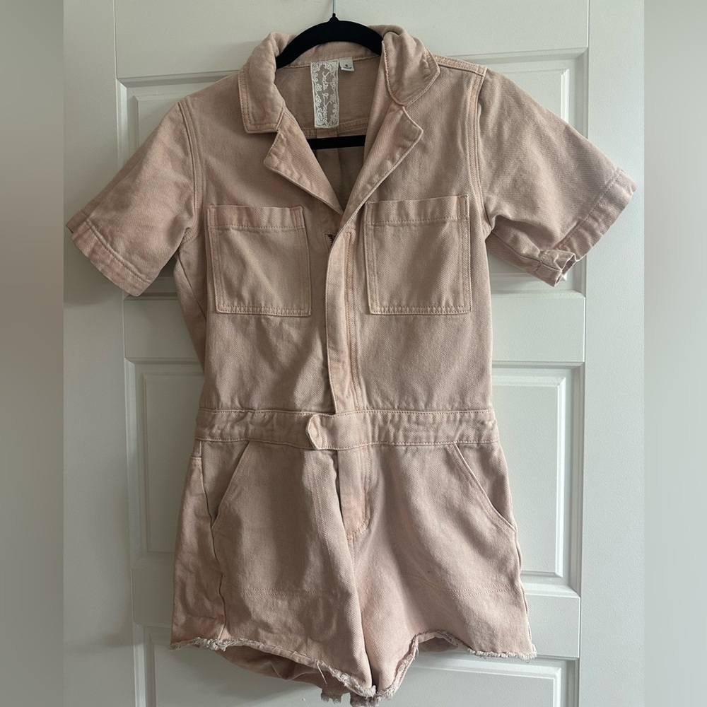 SADIE & SAGE Sweet Pea Pink Denim Romper - Picture 4 of 7